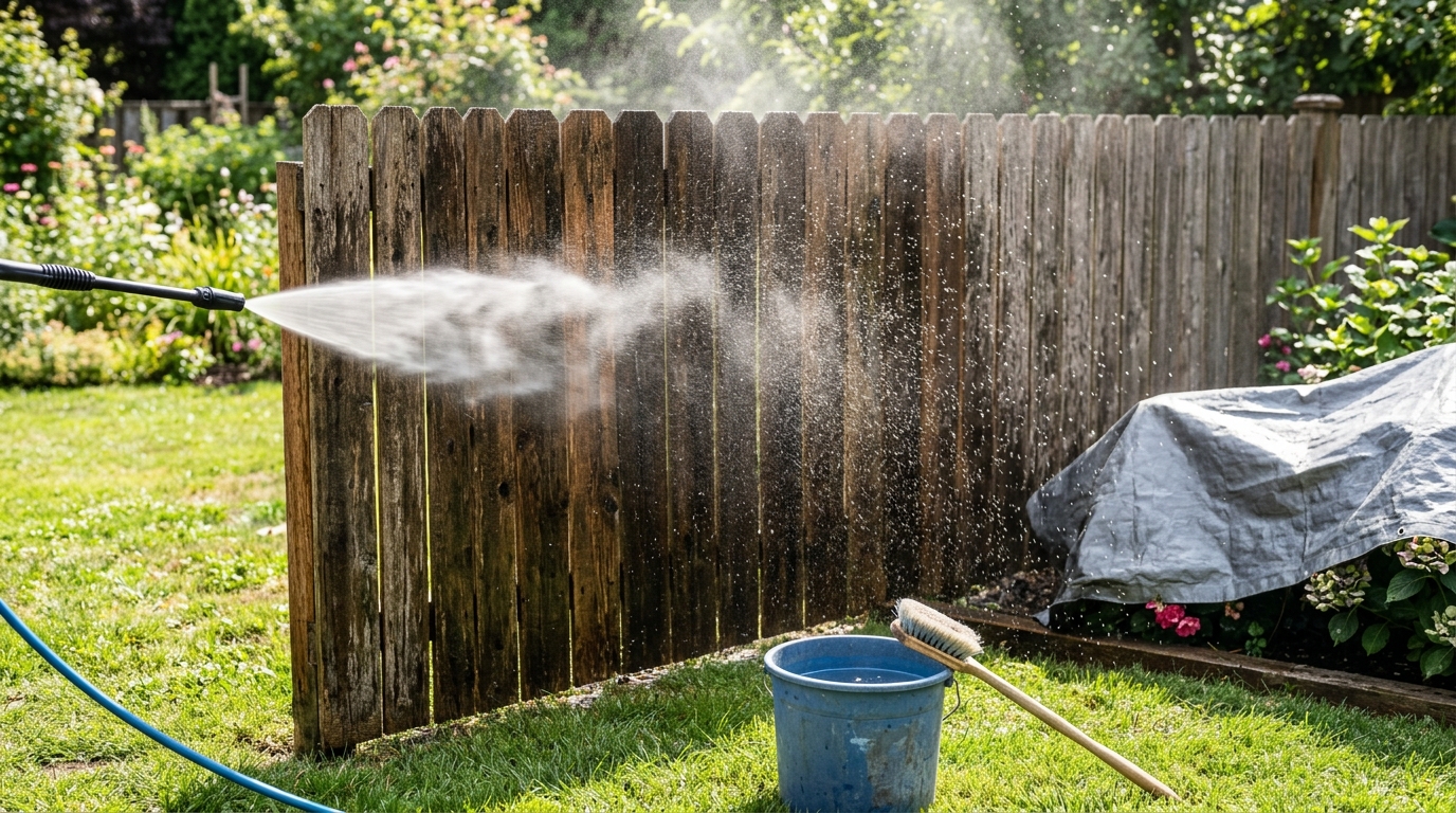 How Do You Pressure Wash a Weathered Privacy Fence to Prep It for Staining or Painting?